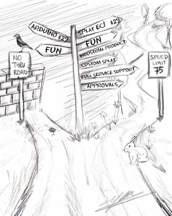 Illustration by Syanne Djaenal. Click for artist's website. Arduino or SPLat?